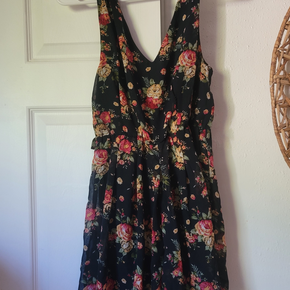 Black and Pink Floral Romper